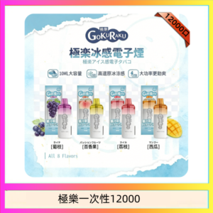 【8種口味】極楽 12000口一次性電子煙|超大容量 |口感絲滑|新品